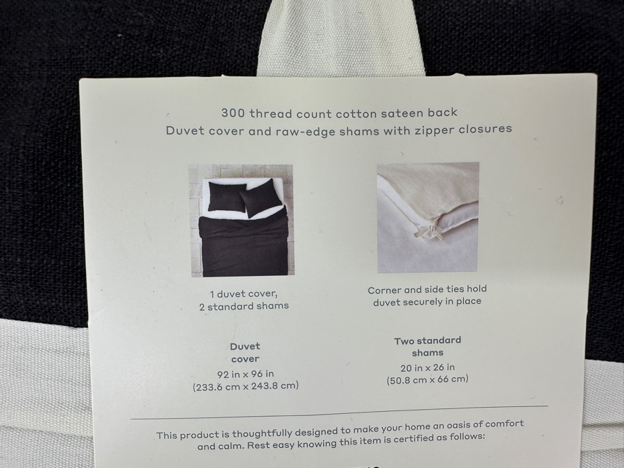 Just Added - New Washed Black Casaluna Linen Duvet and Sham Set Retails $139.00 [Photo 4]