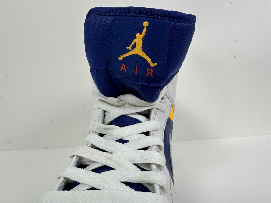Just Added - Men's Size 14 Nike Air Jordan 1 Mid GS White & Blue Leather [Photo 6]