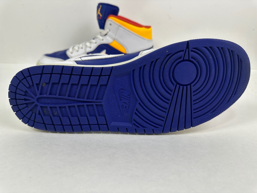 Just Added - Men's Size 14 Nike Air Jordan 1 Mid GS White & Blue Leather [Photo 5]