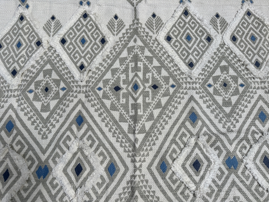 Just Added - New White and Gray Cotton Throw Blanket with Tassels 66' x 48' [Photo 5]