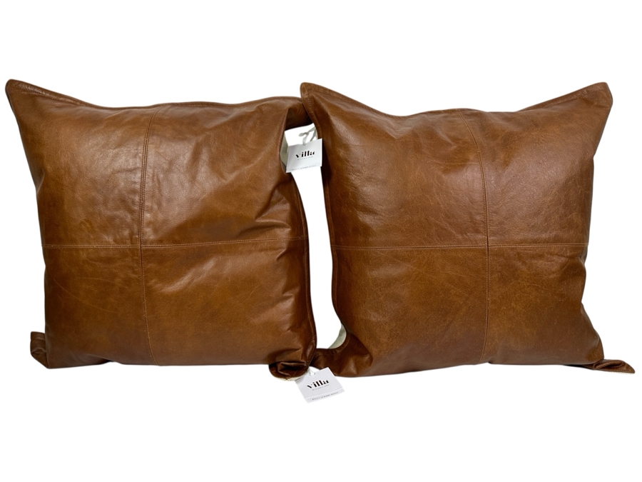 Just Added - (2) New Villa Leather Pillows 22' x 22' in Kona Brown [Photo 1]