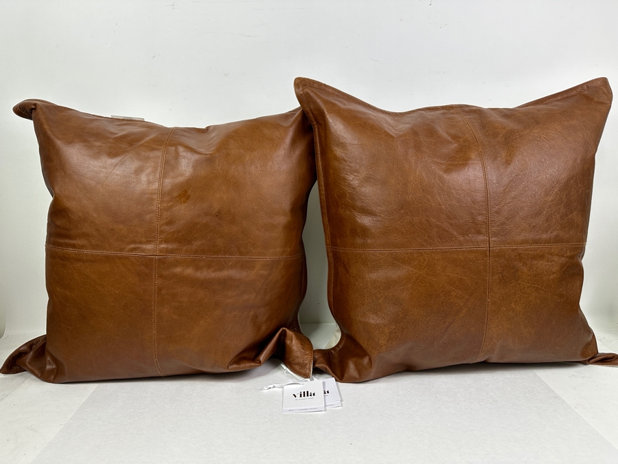 Just Added - (2) New Villa Leather Pillows 22' x 22' in Kona Brown [Photo 2]
