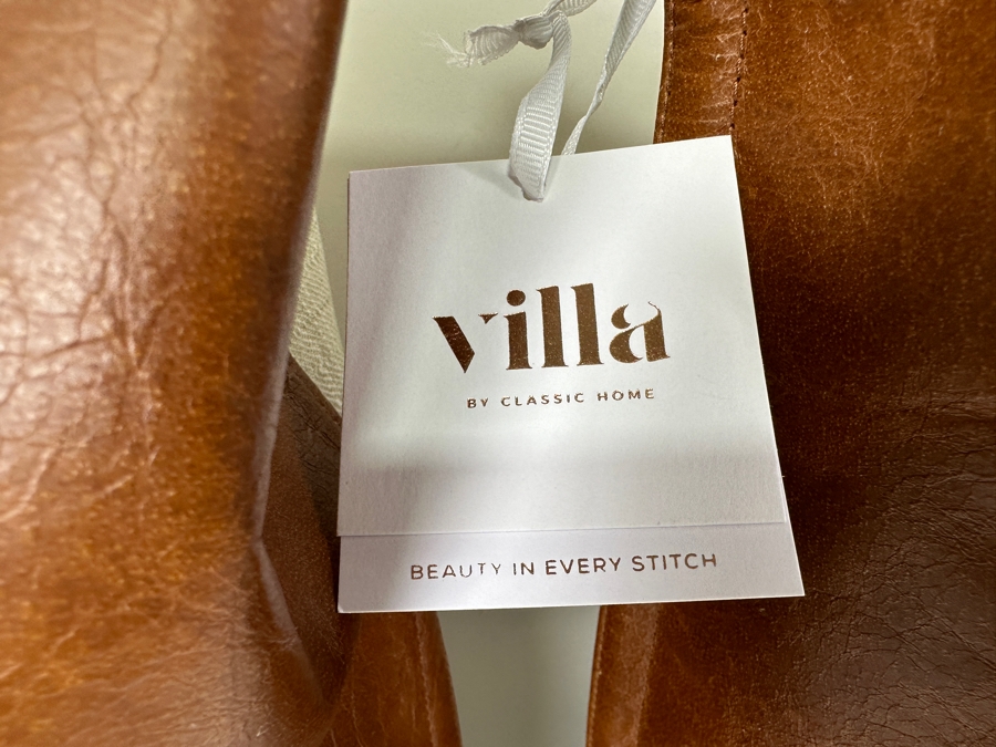 Just Added - (2) New Villa Leather Pillows 22' x 22' in Kona Brown [Photo 3]