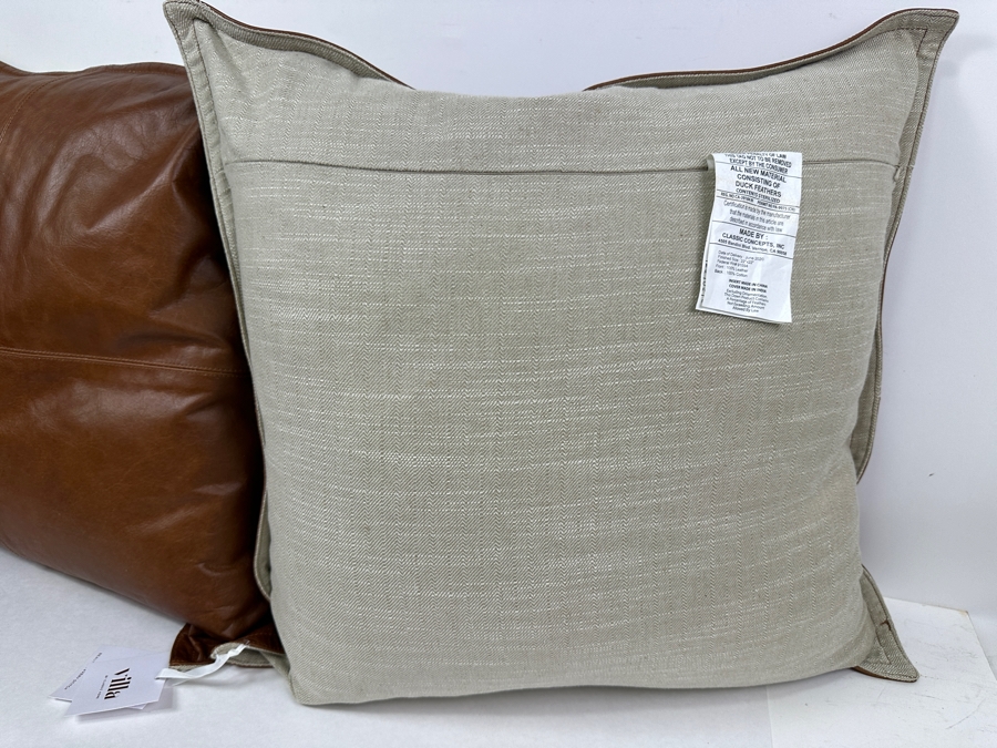 Just Added - (2) New Villa Leather Pillows 22' x 22' in Kona Brown [Photo 6]