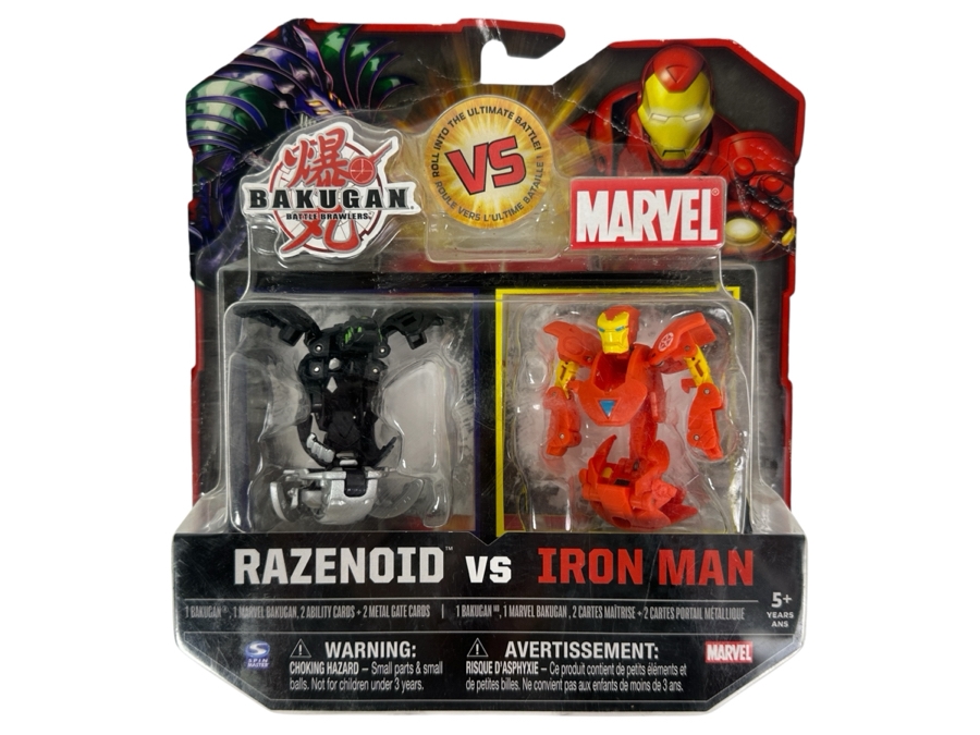 New Blister Pack Bakugan's Razenoid Vs. Marvel's Iron Man Figurines