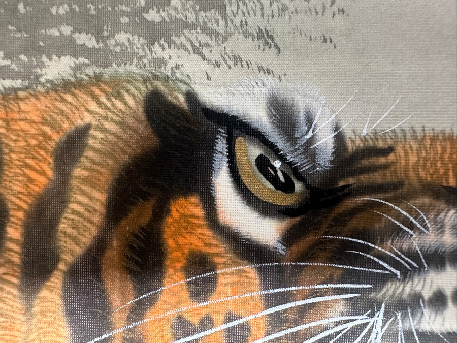 Vintage Japanese Tiger Silk Scroll Painting Kakejiku Painting Area Is 16W X 41H [Photo 6]
