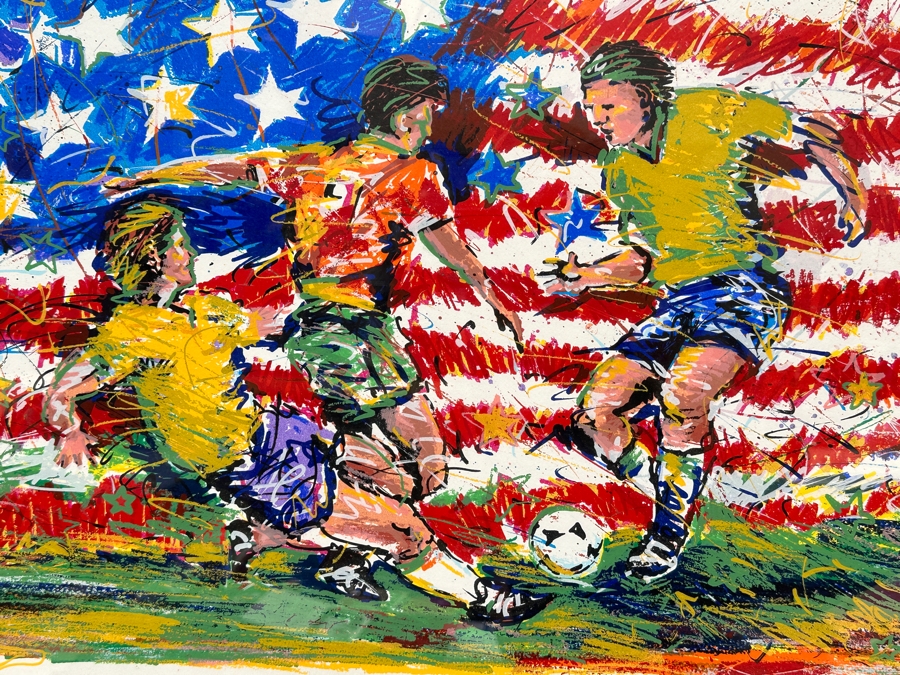 Hand Signed Juli Veee (San Diego Sockers Second All Time Leading Scorer) Soccer Print Titled 'Pride' 34W X 21H Framed 41.5 X 28.5 [Photo 4]