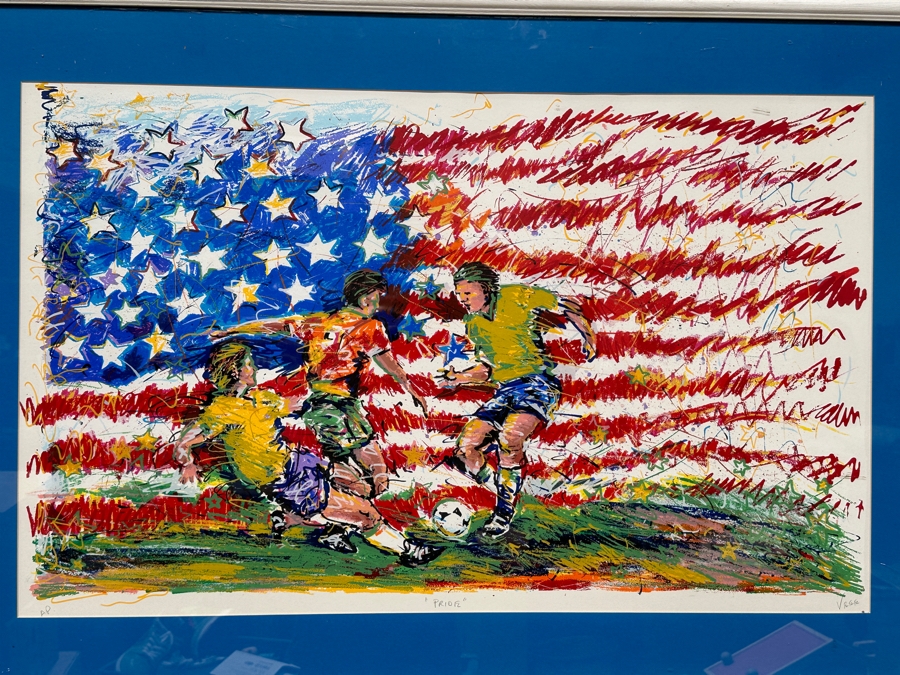 Hand Signed Juli Veee (San Diego Sockers Second All Time Leading Scorer) Soccer Print Titled 'Pride' 34W X 21H Framed 41.5 X 28.5 [Photo 2]