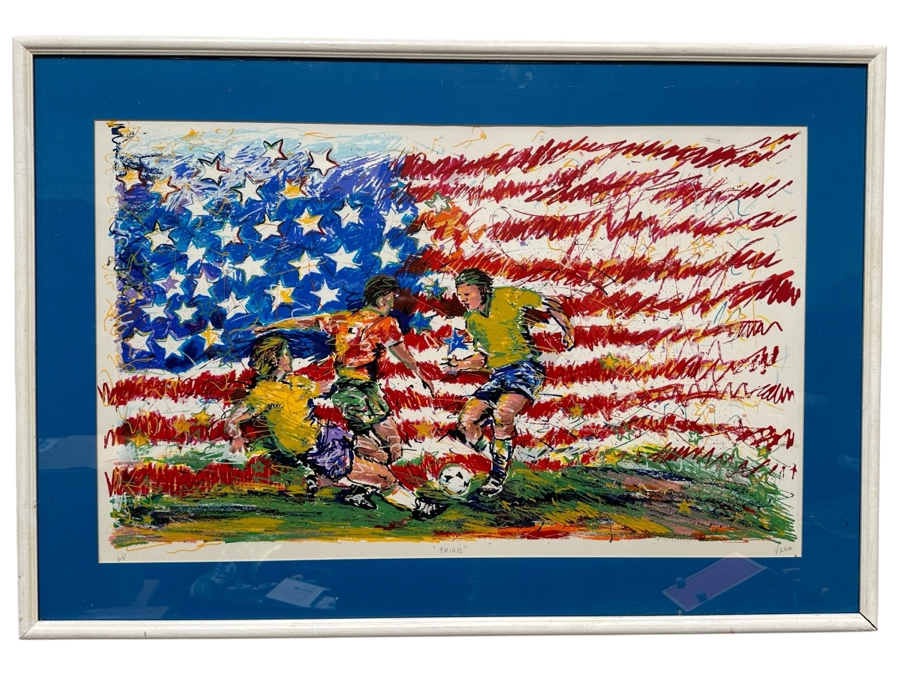 Hand Signed Juli Veee (San Diego Sockers Second All Time Leading Scorer) Soccer Print Titled 'Pride' 34W X 21H Framed 41.5 X 28.5 [Photo 3]