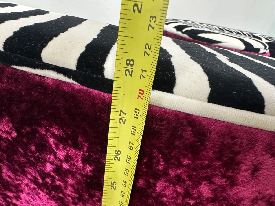 Just Added - Iconic Bretz Furniture Designer Purple Velvet and Zebra Table Base Without Glass - Use As A Console Table 50W X 21D X 28H [Photo 8]