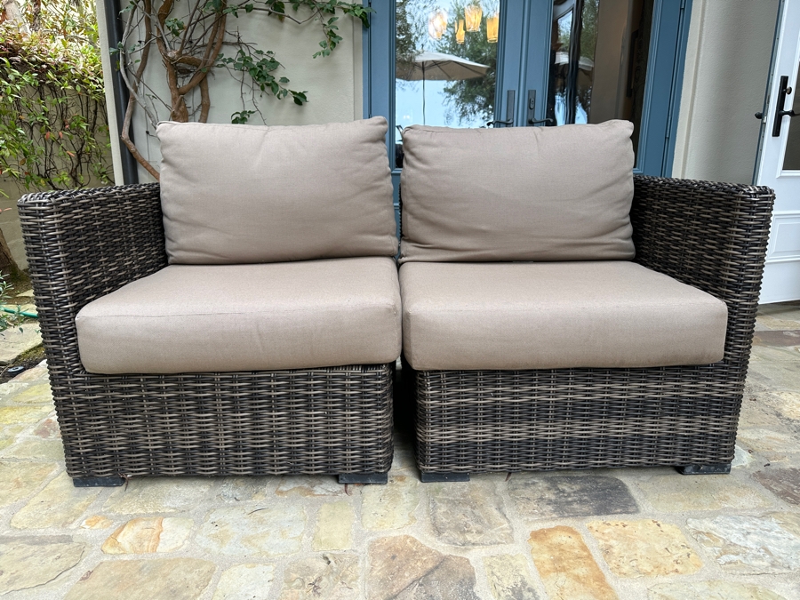Prestige Furniture Synthetic Woven Wicker 2-Piece Sofa Corner Chairs 65.5'W x 32'D x 36'H [Photo 2]