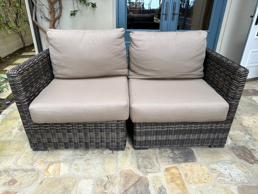 Prestige Furniture Synthetic Woven Wicker 2-Piece Sofa Corner Chairs 65.5'W x 32'D x 36'H [Photo 3]