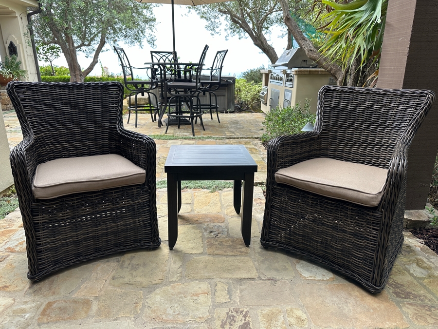 Patio Renaissance Pair Of Greenville Armchairs and Side Table 19'W x 19'D x 19.5'H [Photo 2]