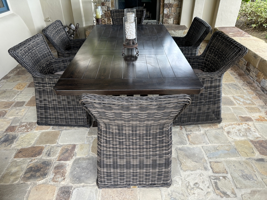 Patio Renaissance Dining Table With (6) Greenville Dining Armchairs 84'L x 44.5'W x 28'H [Photo 2]