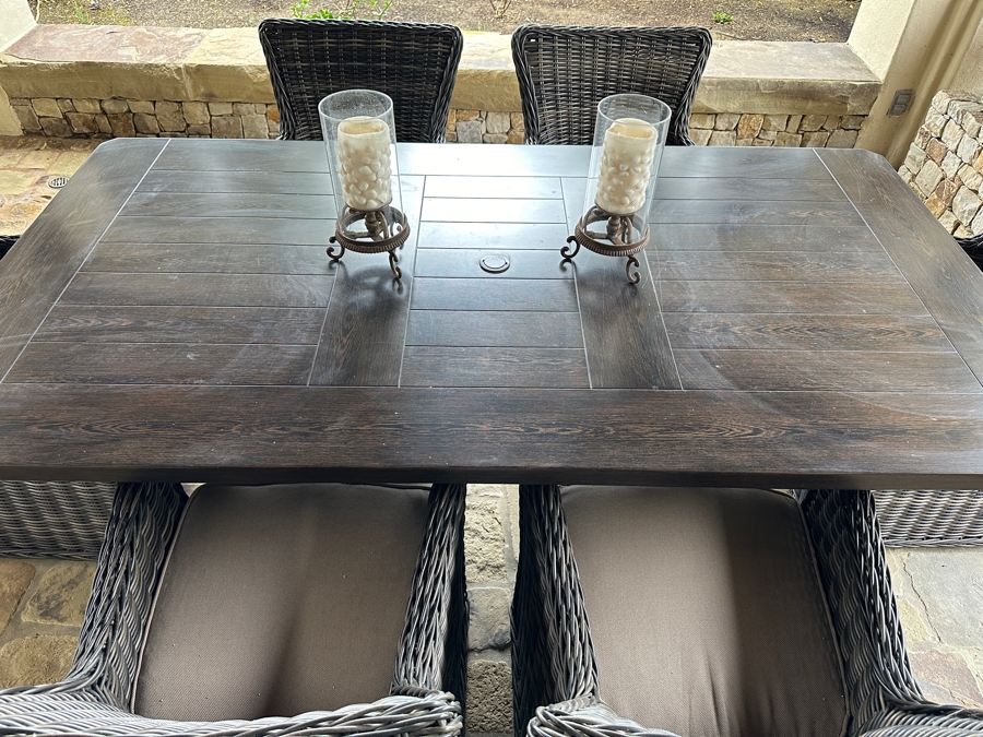 Patio Renaissance Dining Table With (6) Greenville Dining Armchairs 84'L x 44.5'W x 28'H [Photo 6]