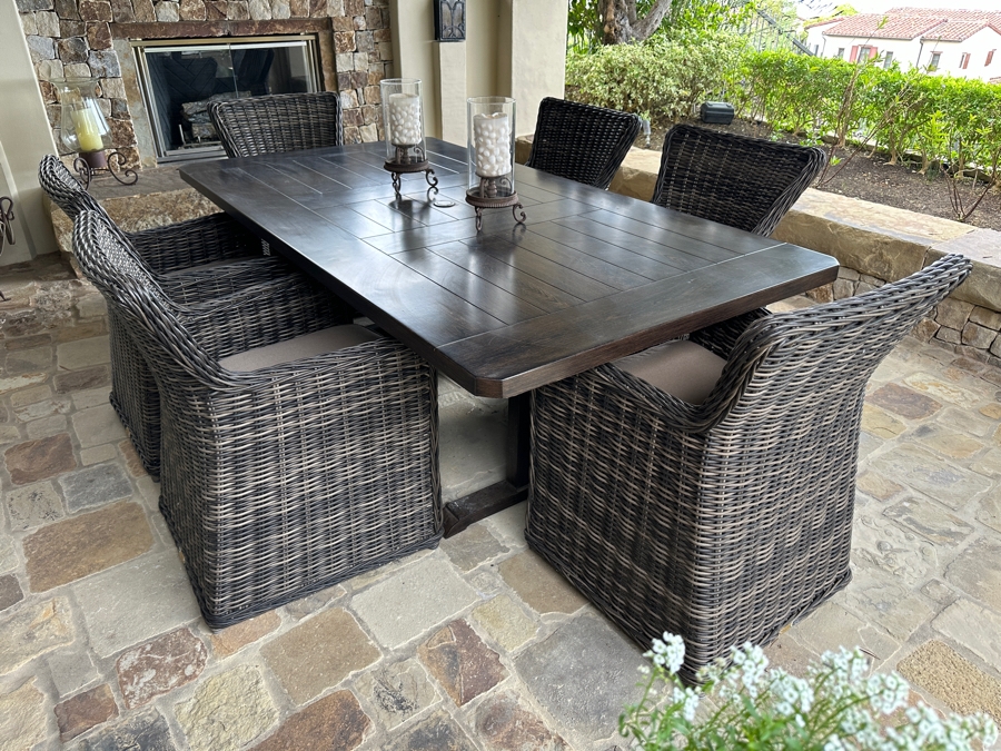 Patio Renaissance Dining Table With (6) Greenville Dining Armchairs 84'L x 44.5'W x 28'H [Photo 4]