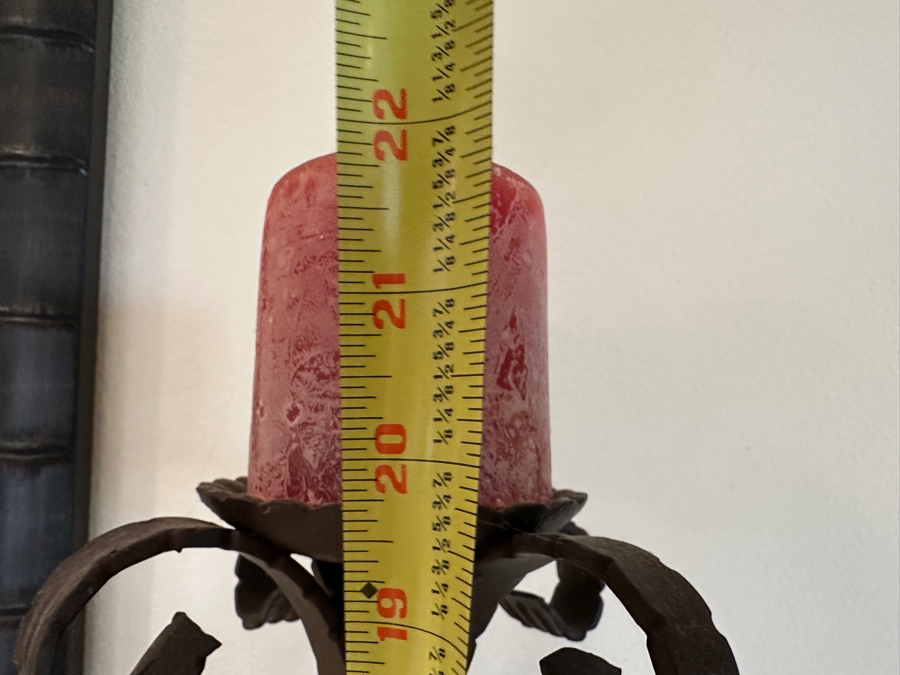 Set of (2) Rustic Wrought Iron Candlesticks 22'H [Photo 5]