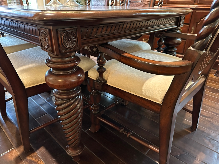 Lexington Home Dining Table And (8) Chairs 74L x 48W x 30H Plus (2) 20' Leaves [Photo 10]