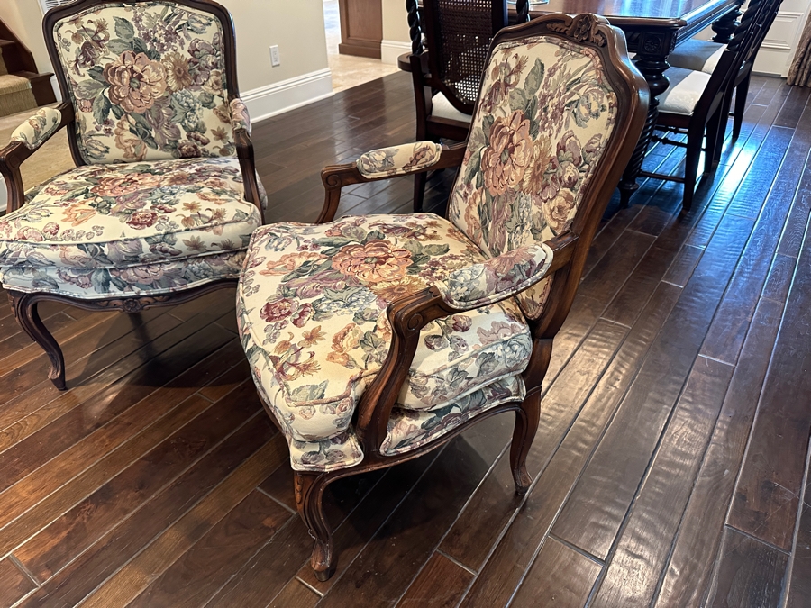 Pair Of Upholstered Wooden Armchairs 24W X 29D X 37.5H [Photo 4]