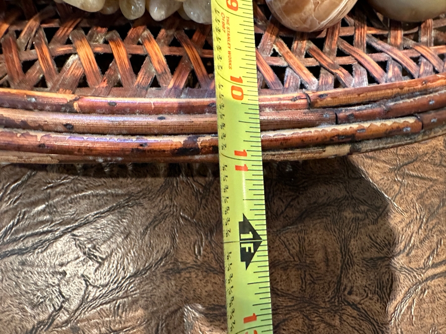 Woven Tray with Carved Stone Eggs and Grapes 17'W x 11'D [Photo 9]