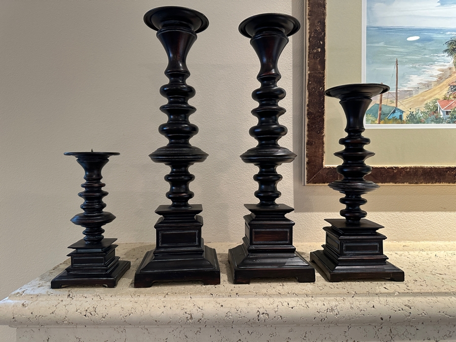 Set of (4) Z Galleries Wooden Candlesticks [Photo 2]