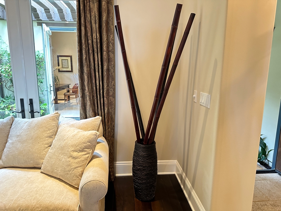 Woven Floor Vase with Large Decorative Bamboo Sticks 75'H