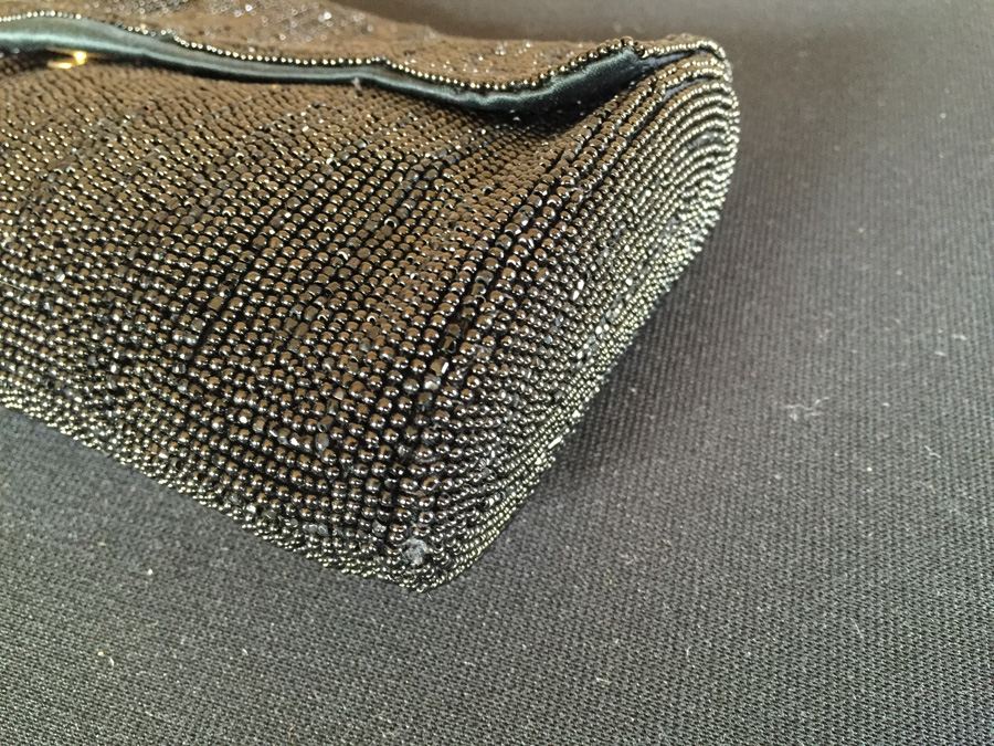 Vintage Jorelle Black Beaded Clutch Purse Belgium [Photo 2]