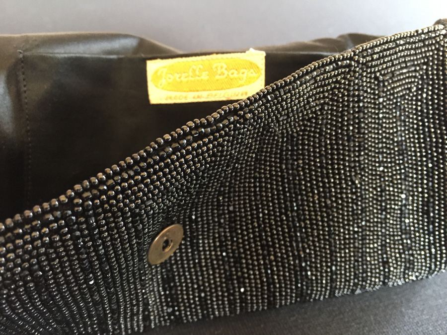 Vintage Jorelle Black Beaded Clutch Purse Belgium