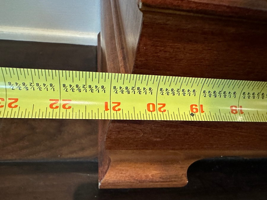 Howard Miller 71st Anniversary Edition 'The Rochester' Floor Clock in Windsor Cherry Case with Olive Ash Burls and Carved Overlay Shell Model #610-793 Serial #70240205 21'W x 12'D x 85'H [Photo 10]