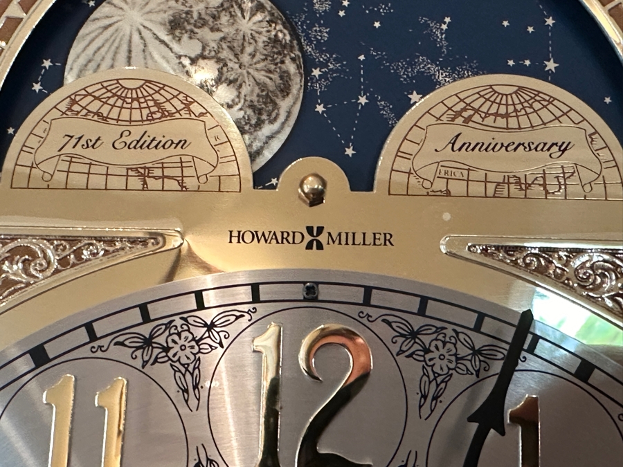 Howard Miller 71st Anniversary Edition 'The Rochester' Floor Clock in Windsor Cherry Case with Olive Ash Burls and Carved Overlay Shell Model #610-793 Serial #70240205 21'W x 12'D x 85'H [Photo 5]