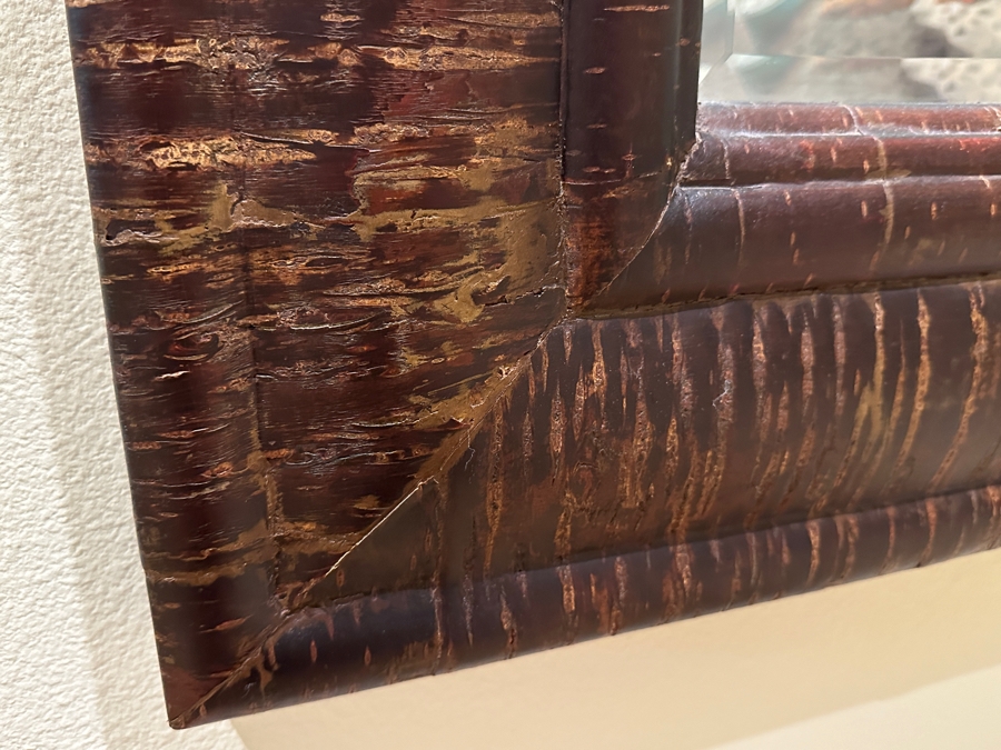 Tiger Strip Style Wooden Wall Mirror 33'W x 41'H [Photo 3]