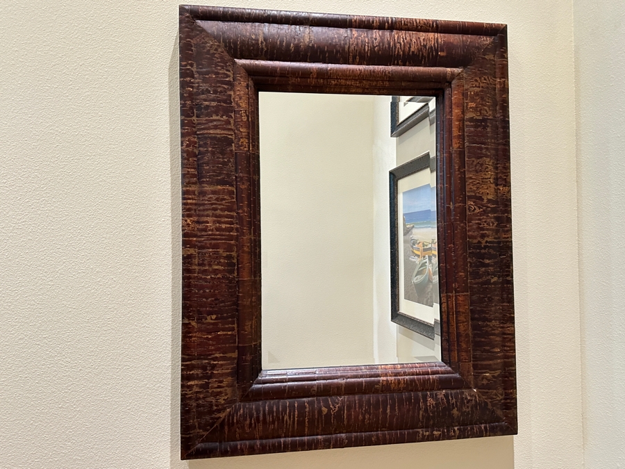 Tiger Strip Style Wooden Wall Mirror 33'W x 41'H [Photo 1]