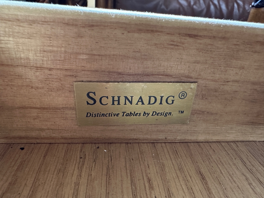 Wooden Coffee Table With Sunburst Pattern Top And Drawer By Schnadig Furniture 41.5' X 41.5' 20'H [Photo 9]