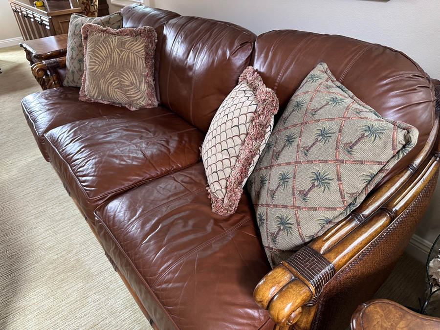  Schnadig Furniture Wood Frame and Leather Sofa 87'W x 40'D x 38'H [Photo 7]