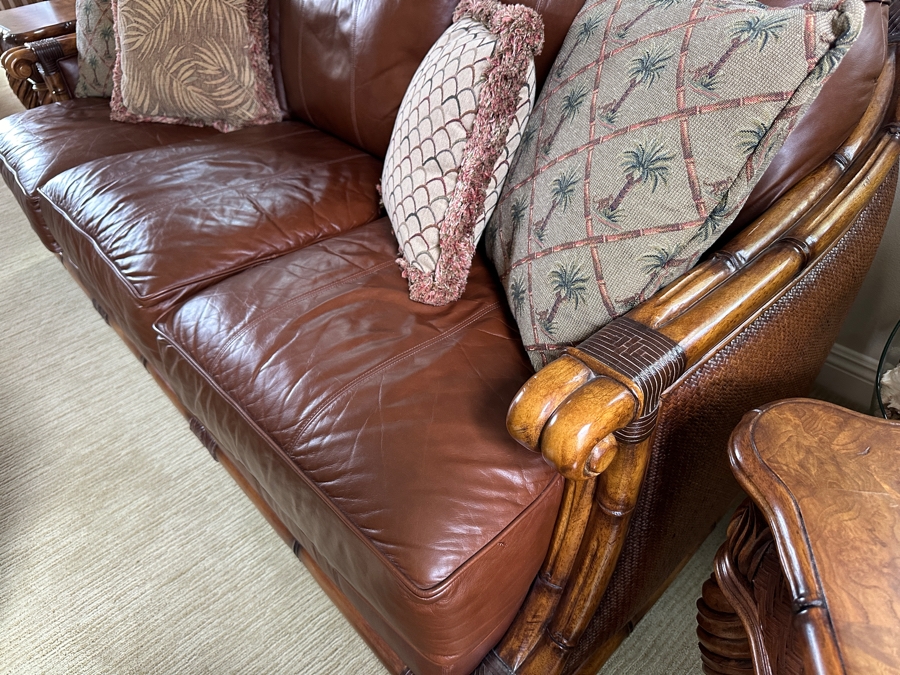  Schnadig Furniture Wood Frame and Leather Sofa 87'W x 40'D x 38'H [Photo 6]