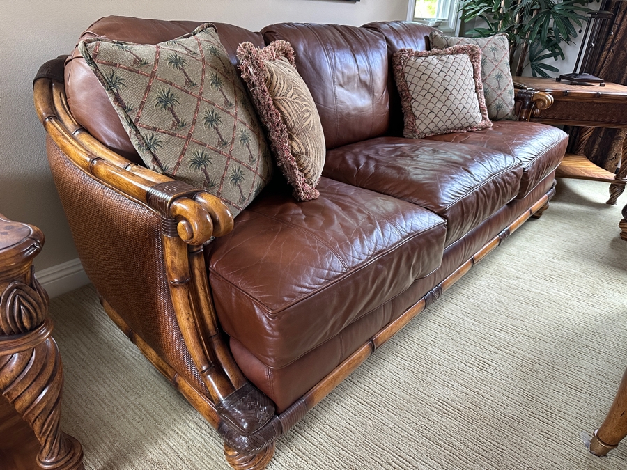  Schnadig Furniture Wood Frame and Leather Sofa 87'W x 40'D x 38'H [Photo 4]