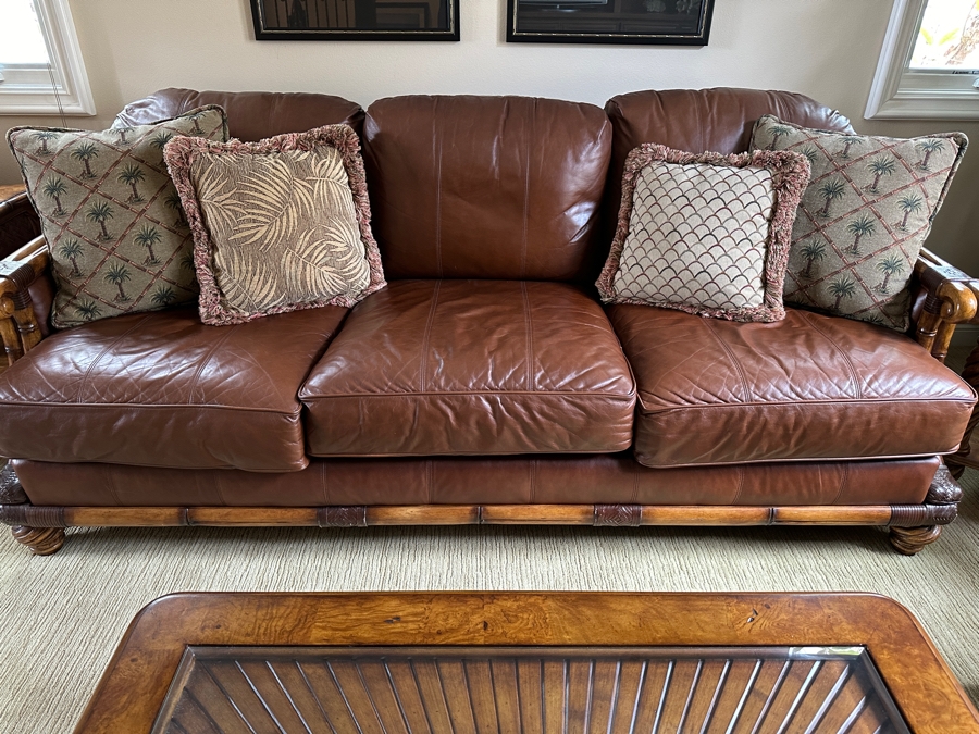  Schnadig Furniture Wood Frame and Leather Sofa 87'W x 40'D x 38'H [Photo 3]