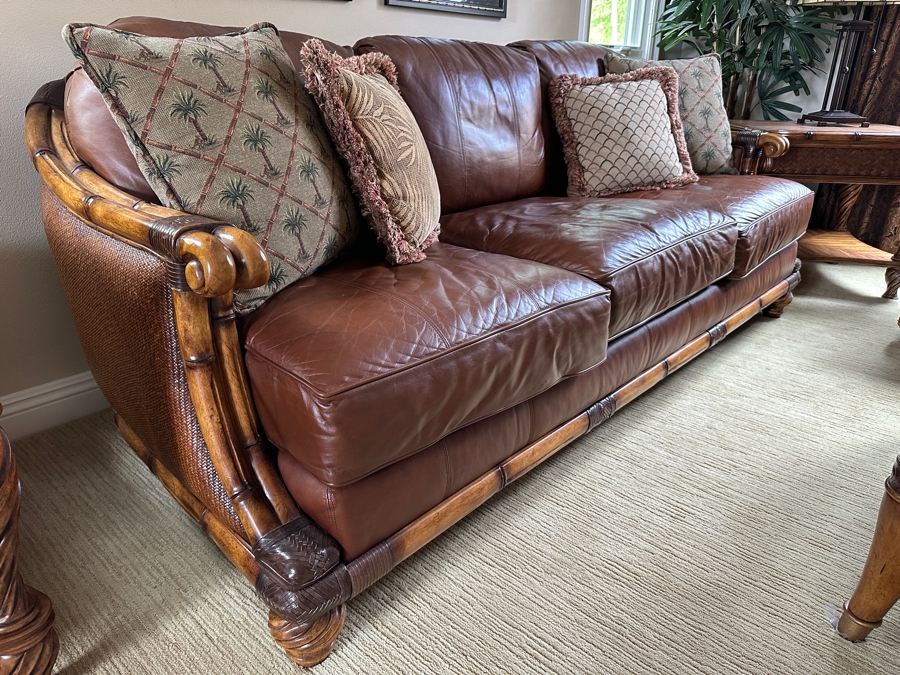  Schnadig Furniture Wood Frame and Leather Sofa 87'W x 40'D x 38'H [Photo 5]