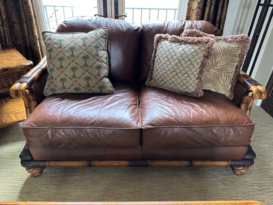 Schnadig Furniture Wood Frame and Leather Sofa 62'W x 40'D x 38'H [Photo 2]