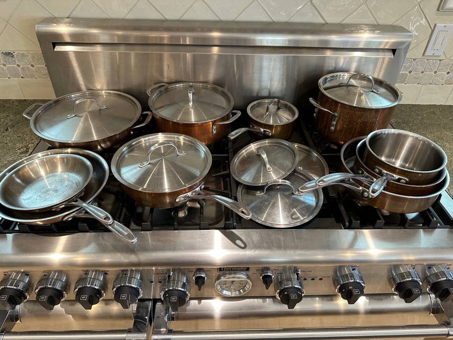 Calphalon 18 Piece Set of Tri-Ply Copper Bottom Pots and Pans