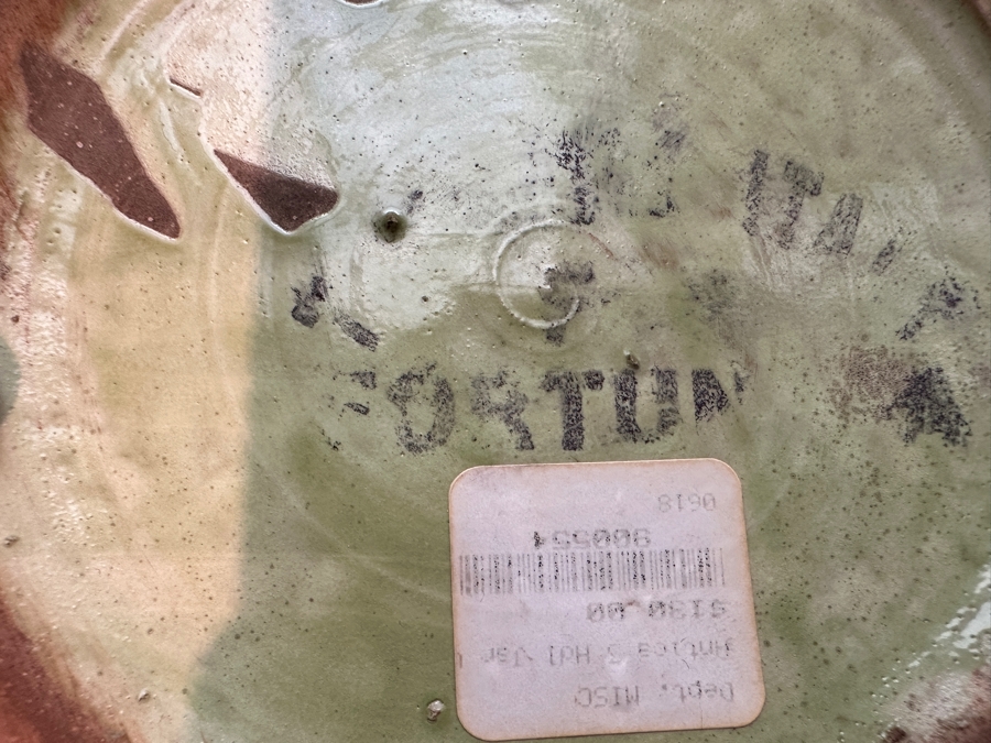 Tuscany Italy Triple Handled Glazed Light Green Pottery Vase 12'H Retails $130 [Photo 6]