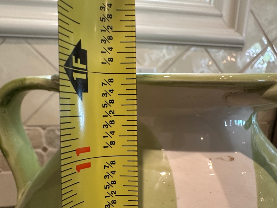 Tuscany Italy Triple Handled Glazed Light Green Pottery Vase 12'H Retails $130 [Photo 8]