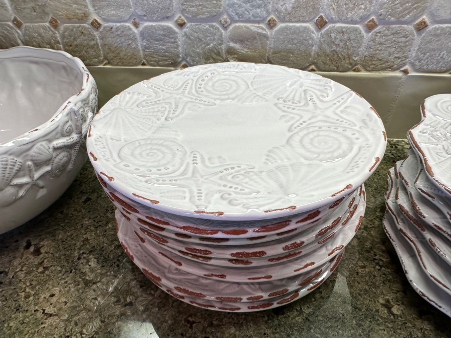 Mud Pie Seashell Pattern Set of Dishes, Platter, Coffee Cups, Vase and Bowl [Photo 8]