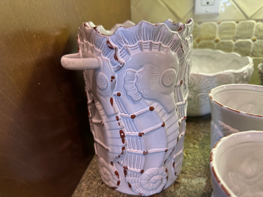 Mud Pie Seashell Pattern Set of Dishes, Platter, Coffee Cups, Vase and Bowl [Photo 2]