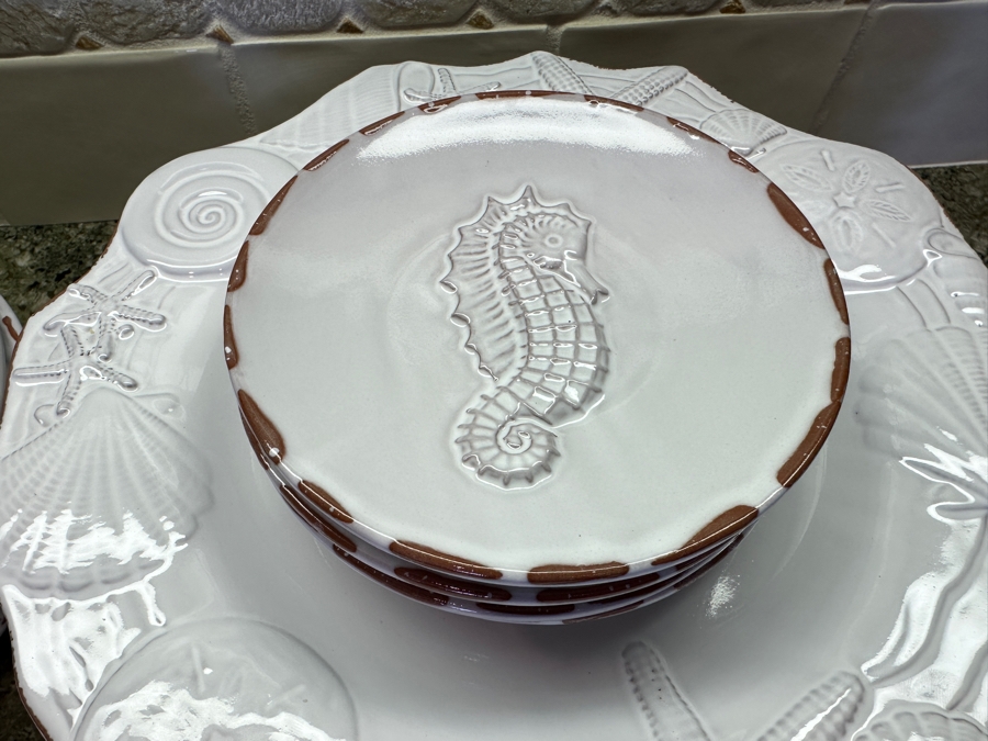 Mud Pie Seashell Pattern Set of Dishes, Platter, Coffee Cups, Vase and Bowl [Photo 6]