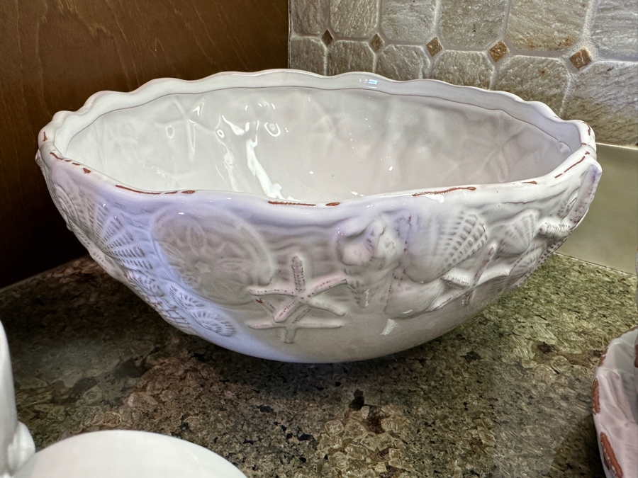 Mud Pie Seashell Pattern Set of Dishes, Platter, Coffee Cups, Vase and Bowl [Photo 9]