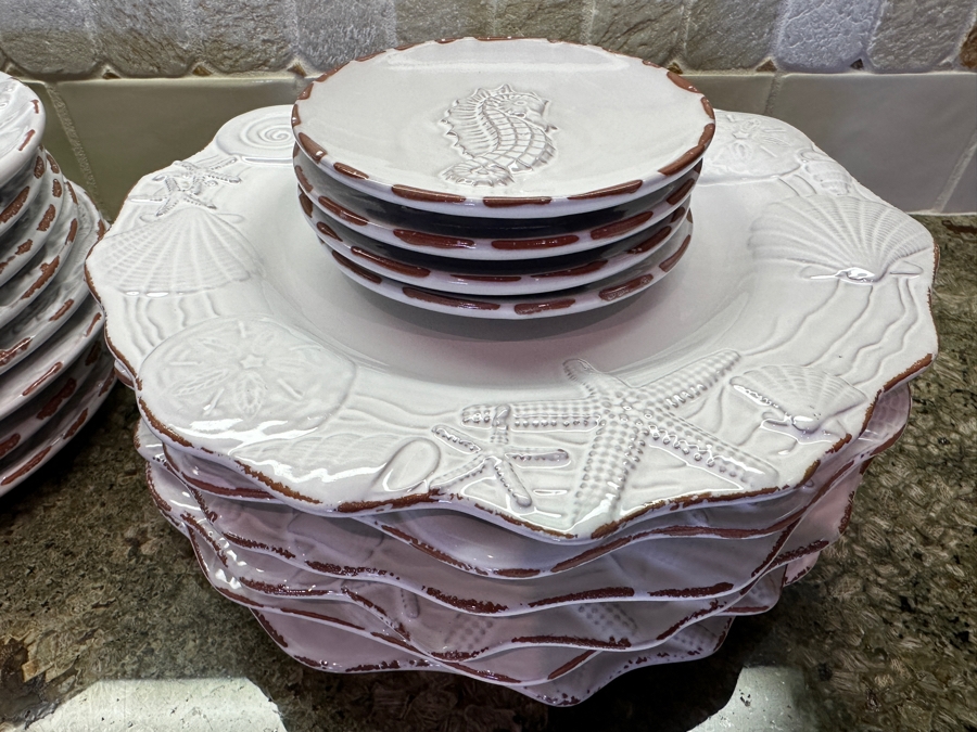 Mud Pie Seashell Pattern Set of Dishes, Platter, Coffee Cups, Vase and Bowl [Photo 7]