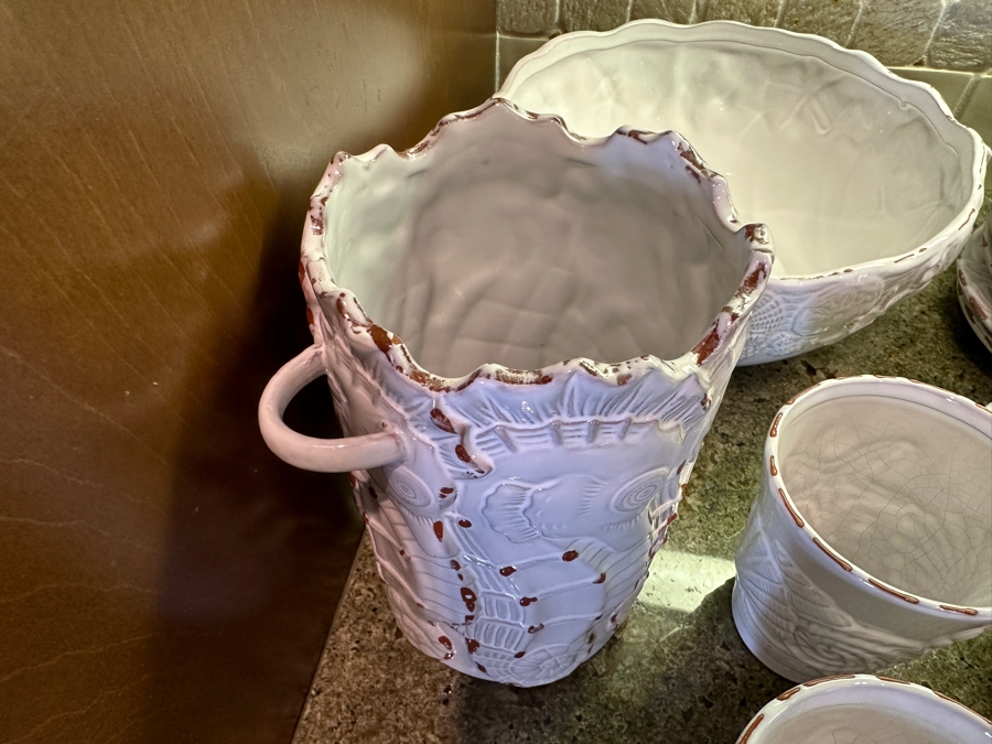 Mud Pie Seashell Pattern Set of Dishes, Platter, Coffee Cups, Vase and Bowl [Photo 3]