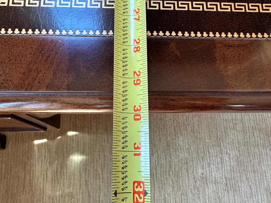 Sligh Chippendale Style Leather Top Writing Desk with Key 60'W x 30'D x 30'H [Photo 10]