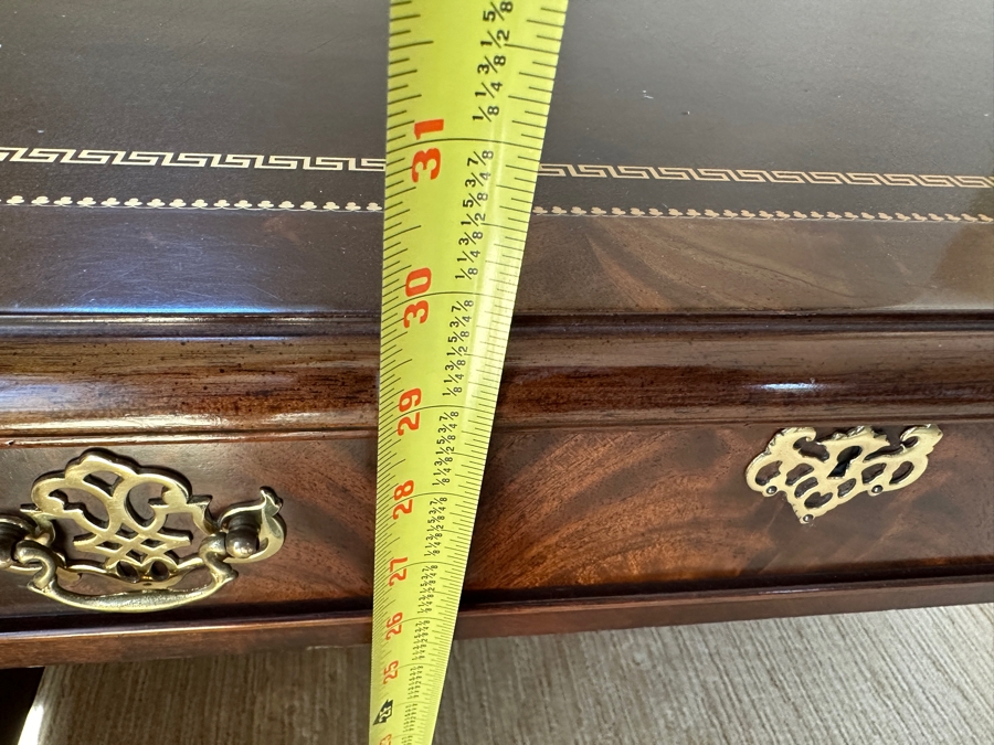 Sligh Chippendale Style Leather Top Writing Desk with Key 60'W x 30'D x 30'H [Photo 11]